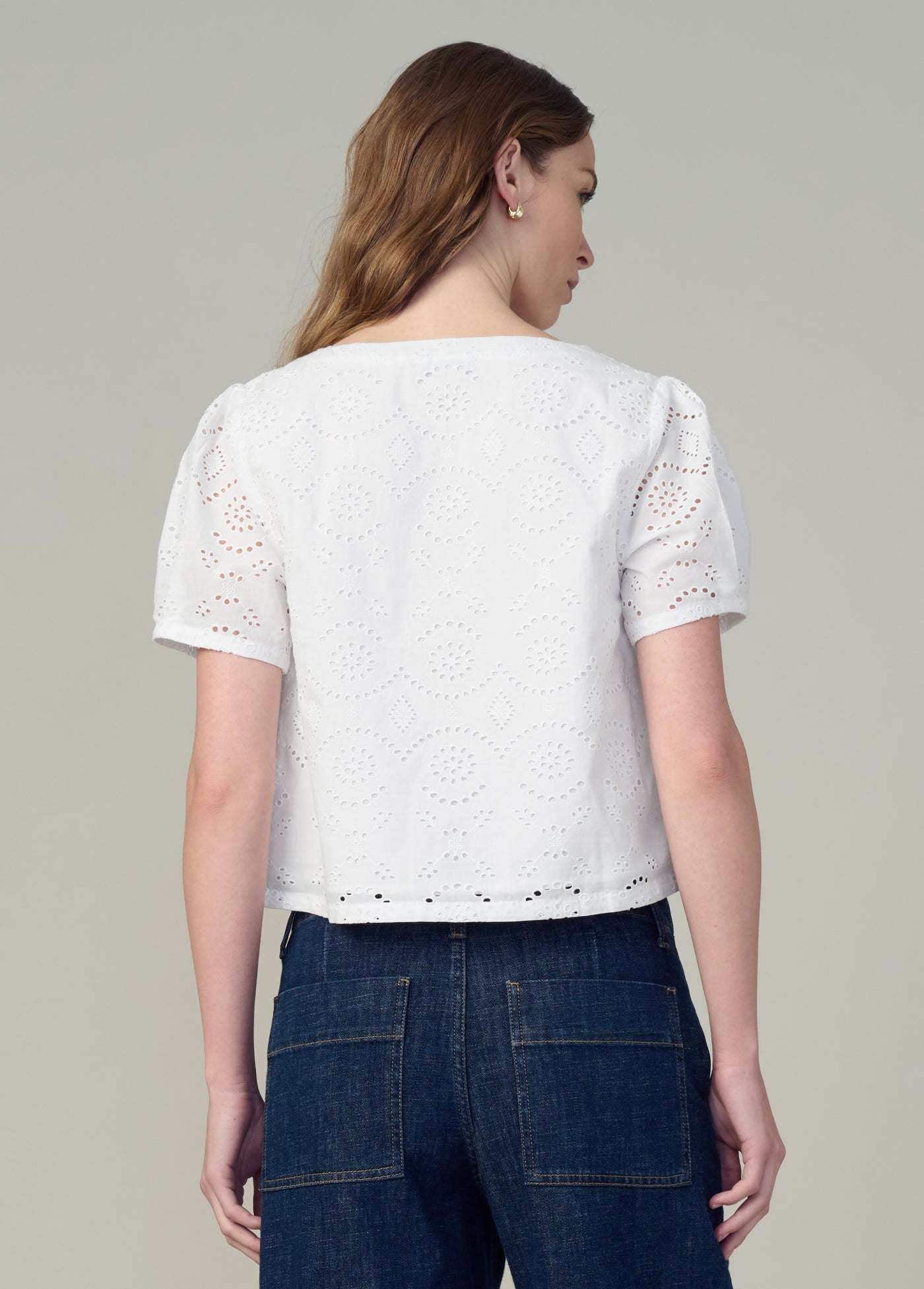 THE HALLE SHORT SLEEVE EYELET BLOUSE - XL - Image 32