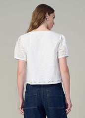 THE HALLE SHORT SLEEVE EYELET BLOUSE - XL - Image 32