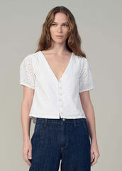 THE HALLE SHORT SLEEVE EYELET BLOUSE - XL - Image 29