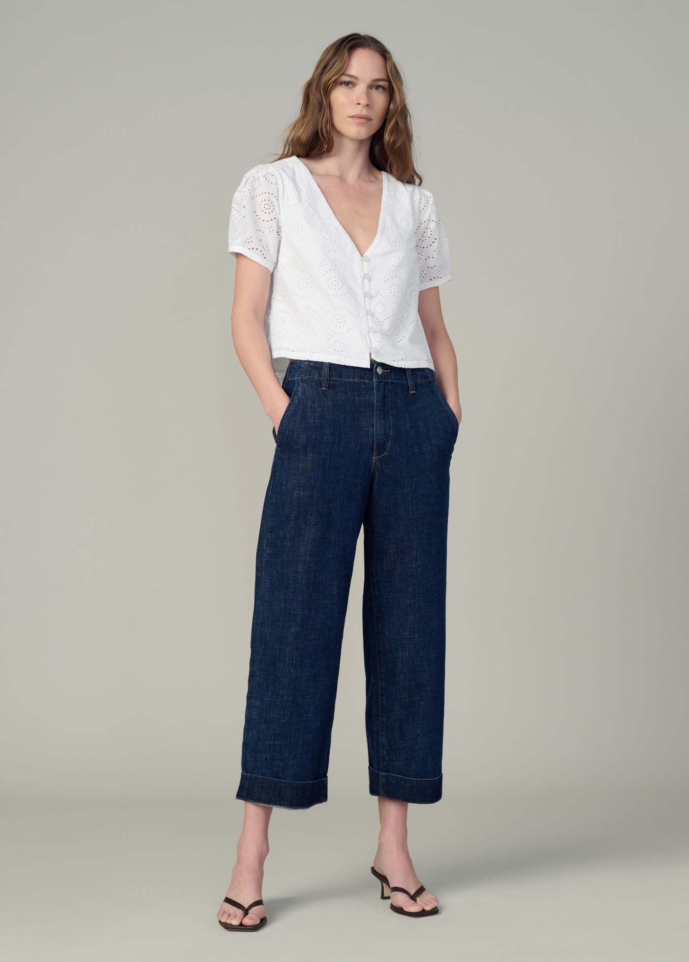 THE HALLE SHORT SLEEVE EYELET BLOUSE - XL - Image 30