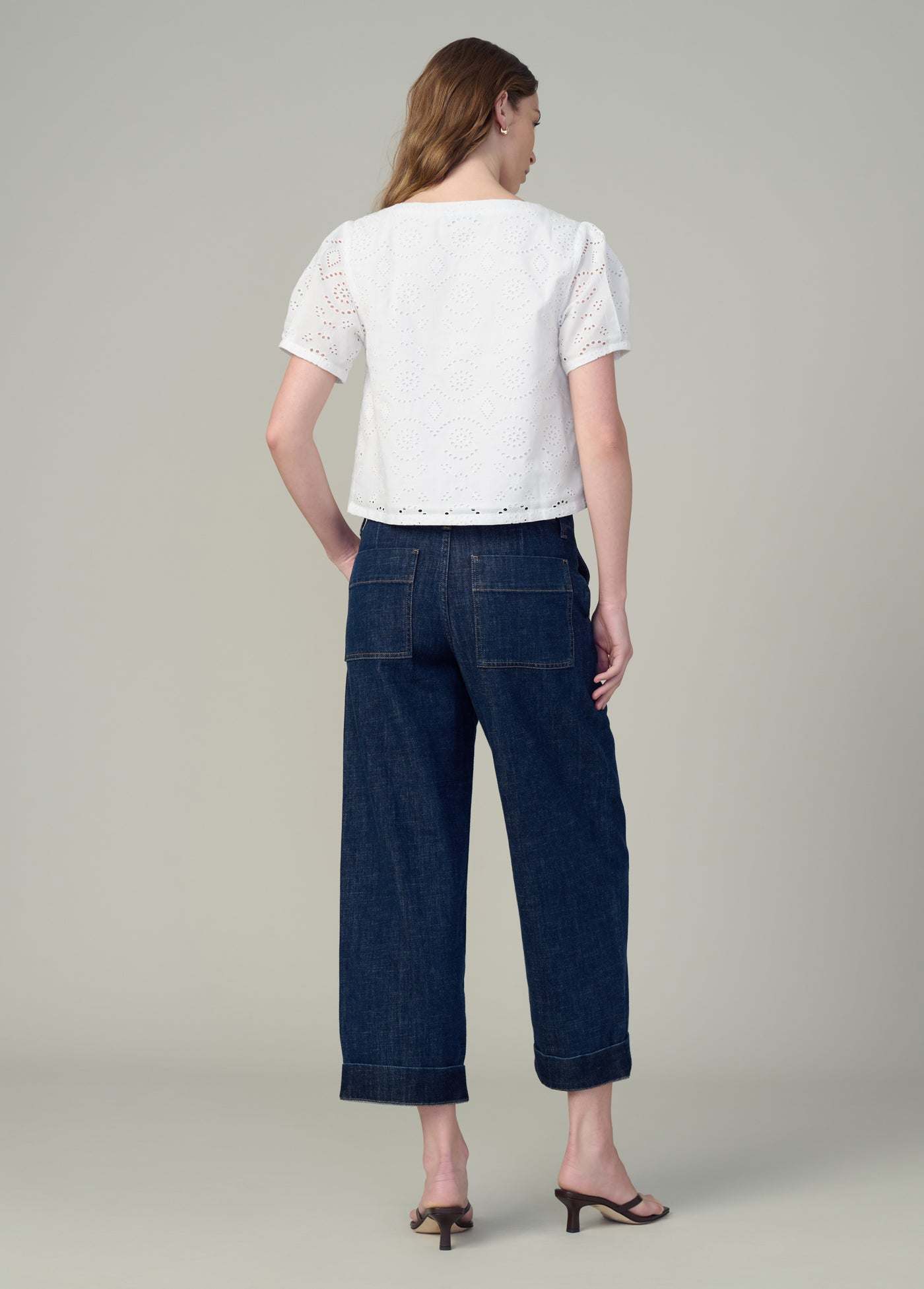 THE HALLE SHORT SLEEVE EYELET BLOUSE - XL - Image 34